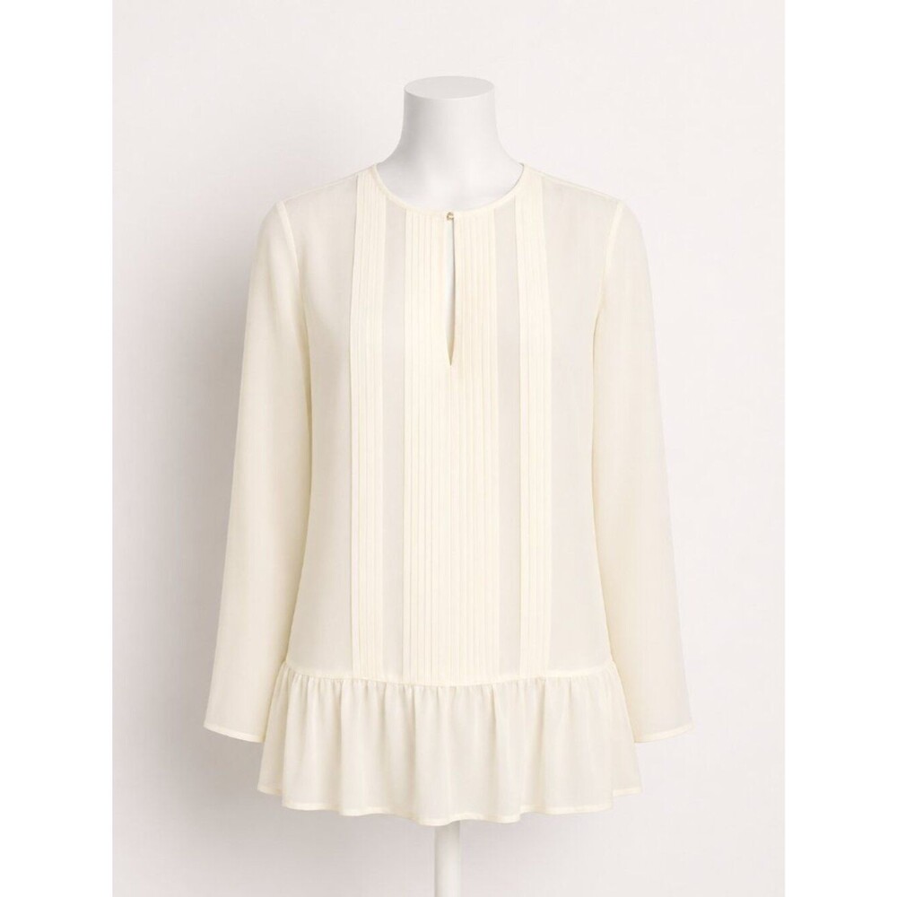 Banana Republic Semi-Sheer Tunic w/Ruffle Bottom Cream Size XS EUC